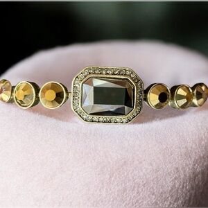 Heidi Daus Gold and Bronze Sparkling Art Deco Bracelet. Signed